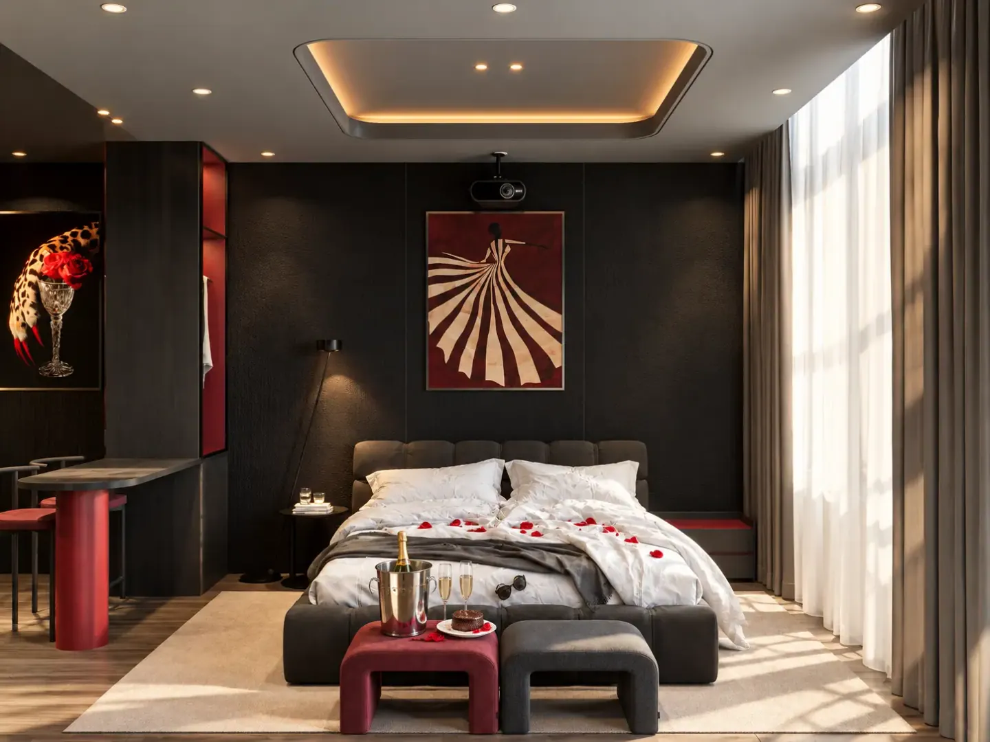 Phòng Premier phong cách Rouge với tông đen đỏ